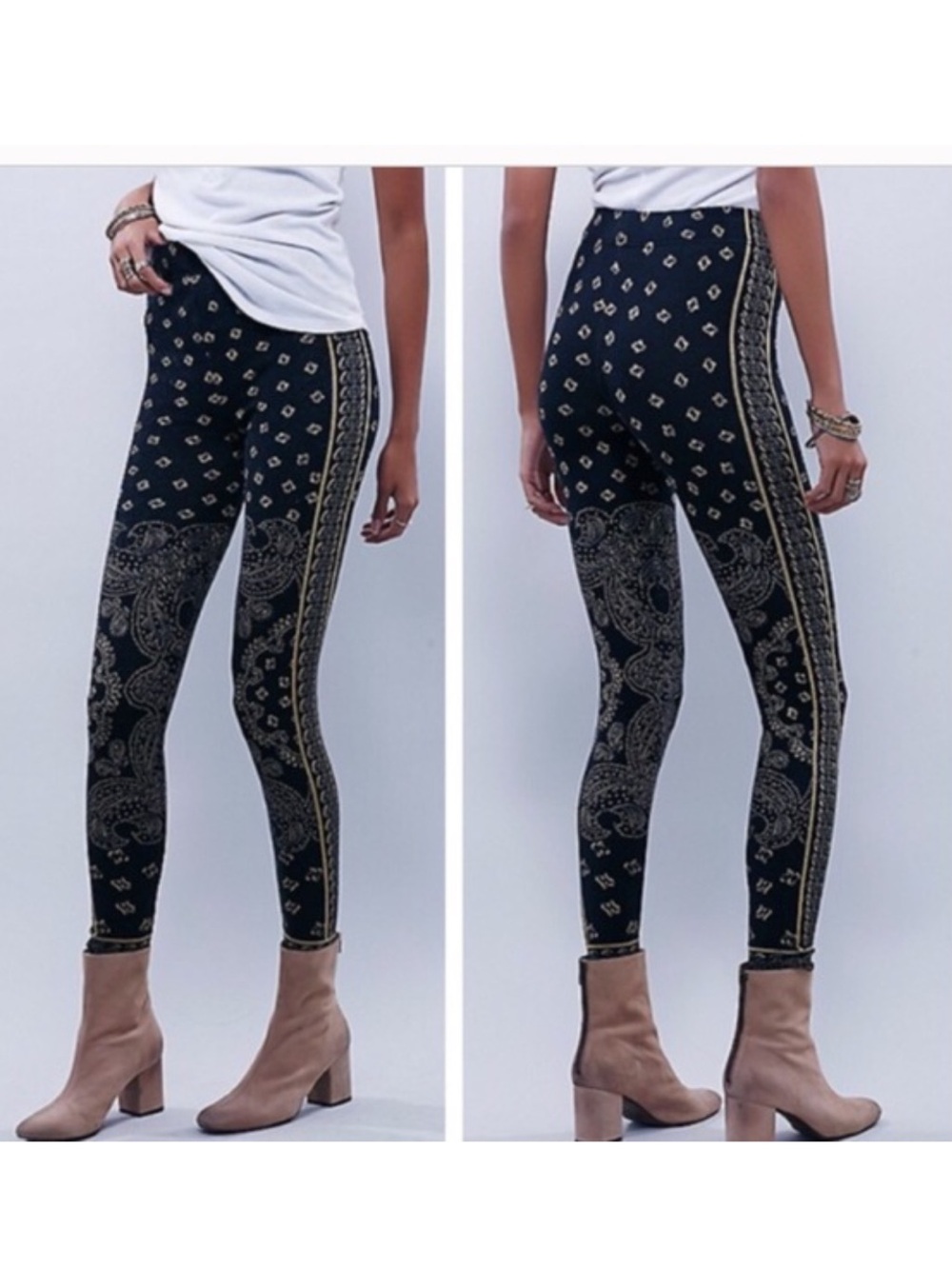 FREE PEOPLE Come As You Are Sweater Leggings Paisley Size Small